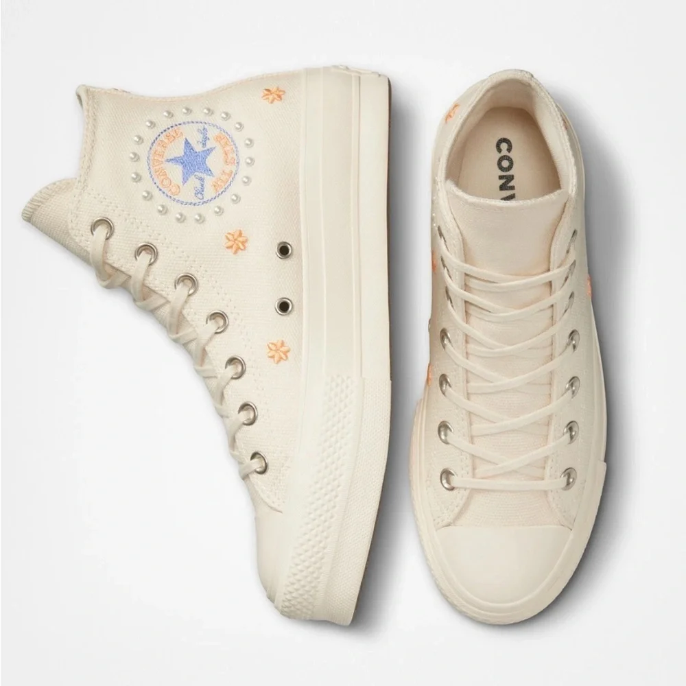 CONVERSE Chuck Taylor All Star Lift Platform Hi Pearls Cream Sneakers 10